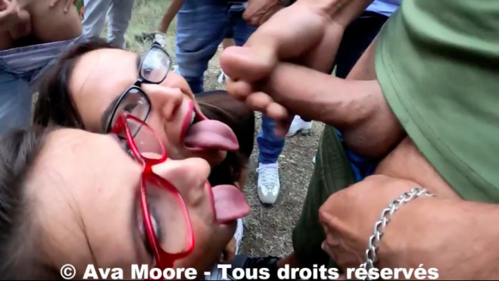 Uncut outdoor bukkake bending