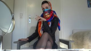 [269.75 MB] - Satin scarf mask, headscarf and leather - LadyVictoriaValente
