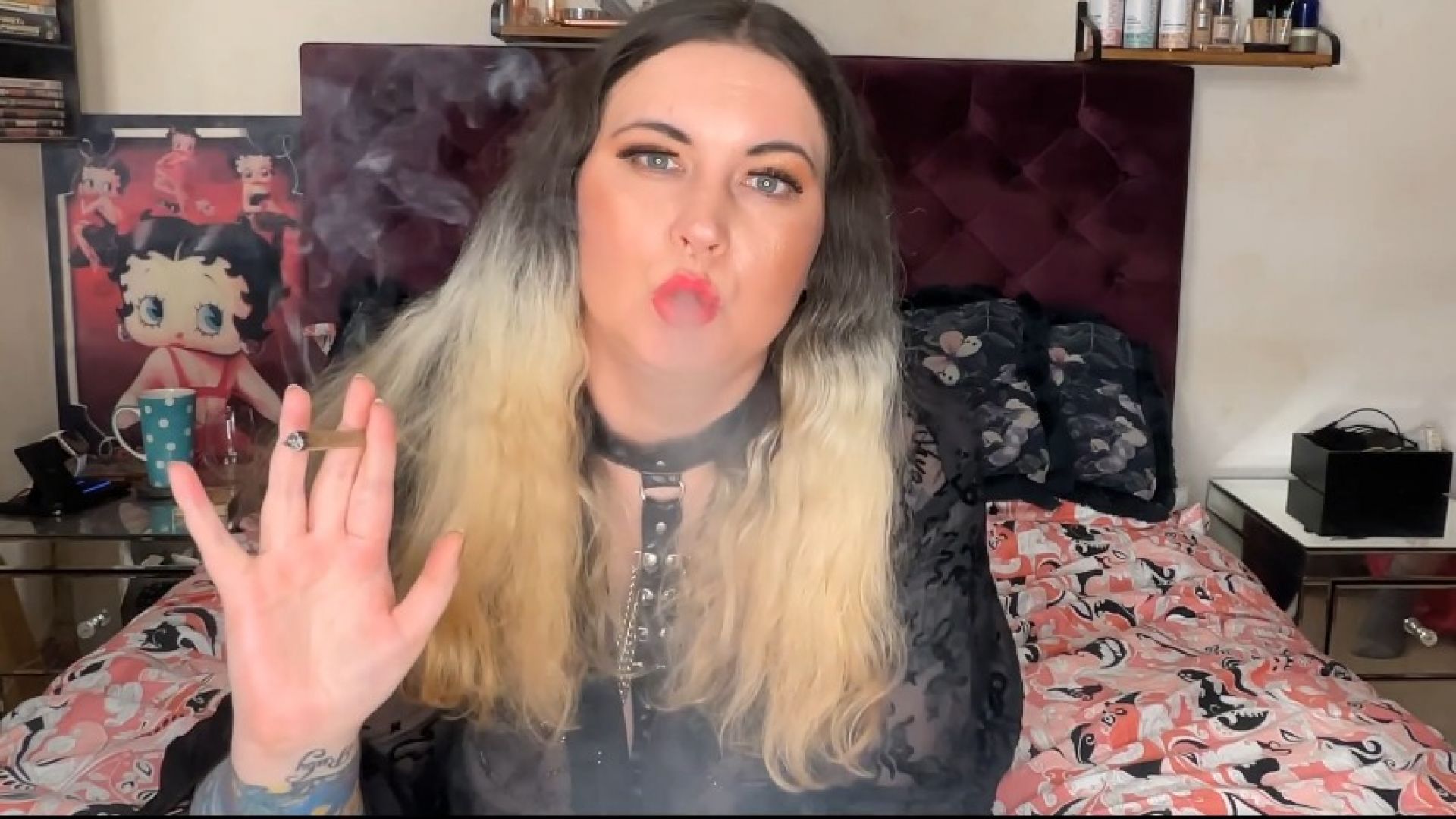 FilthyFuckingWhore:Filthy whore enjoys a rollup after getting fucked & filmed