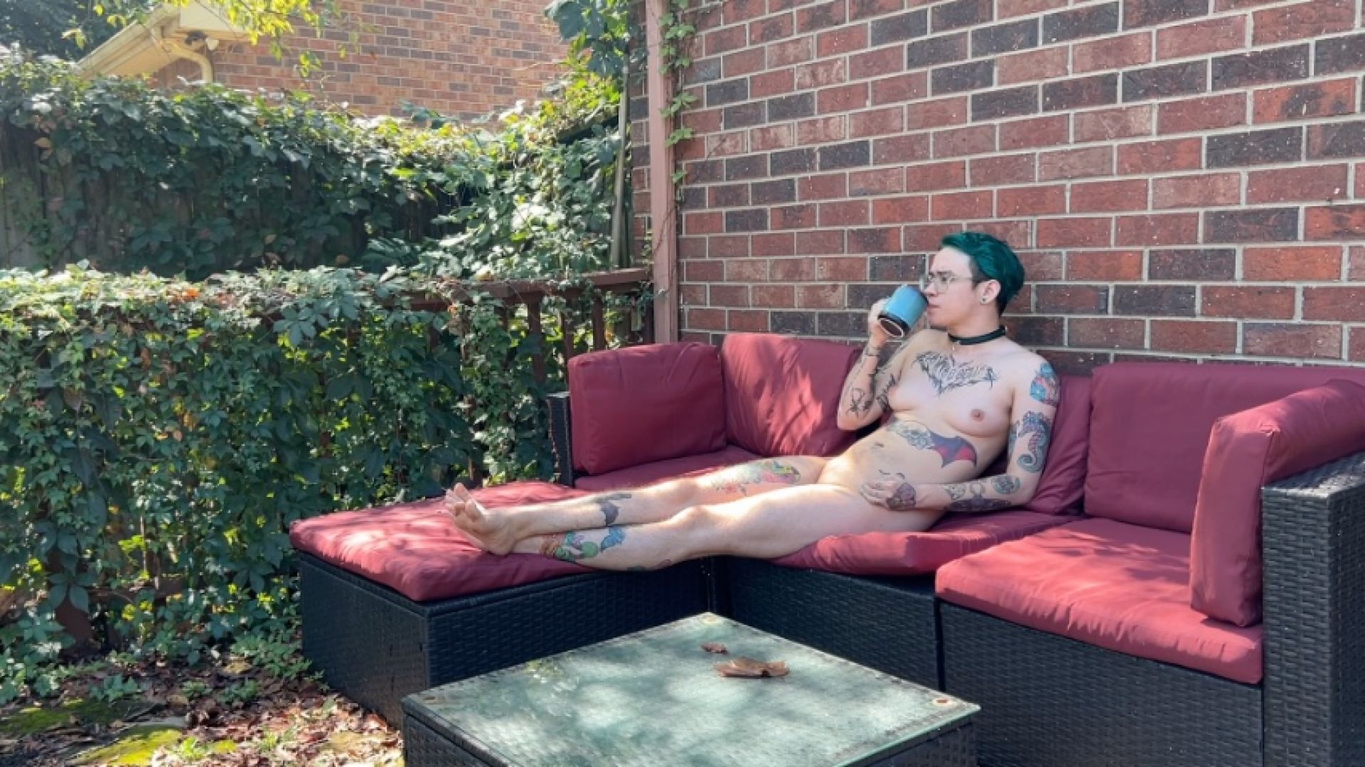 iwillbeyourmuse:Drinking Coffee Naked On My Patio