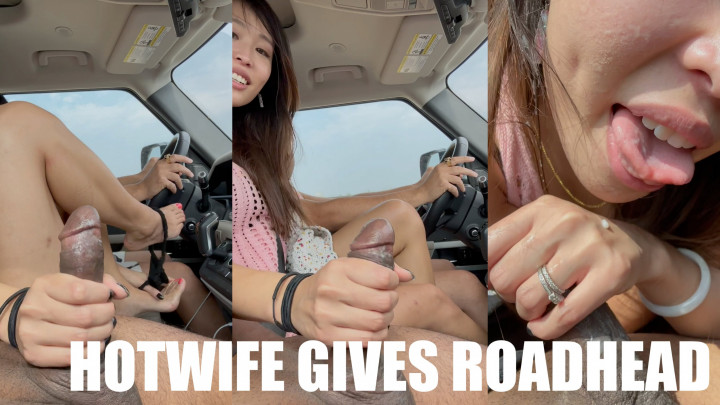 leaked Asian Wife Sucks BBC w/ Cum On Face While Husband Drives thumbnail