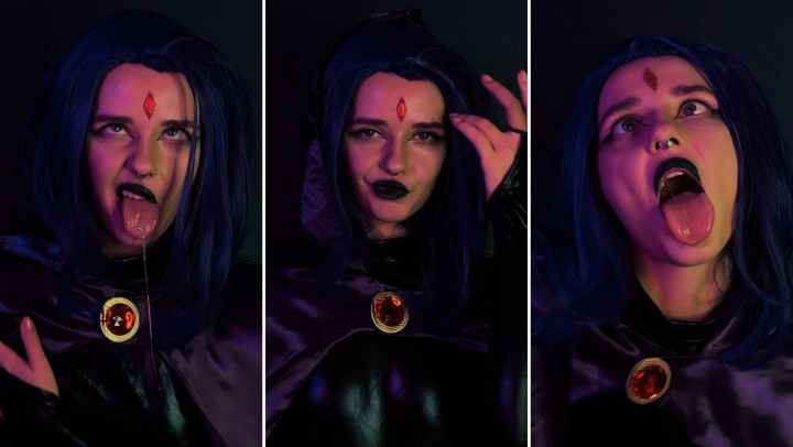 Lil cosplay slut:Raven - Titans Cosplay - Silly Ahegao Face