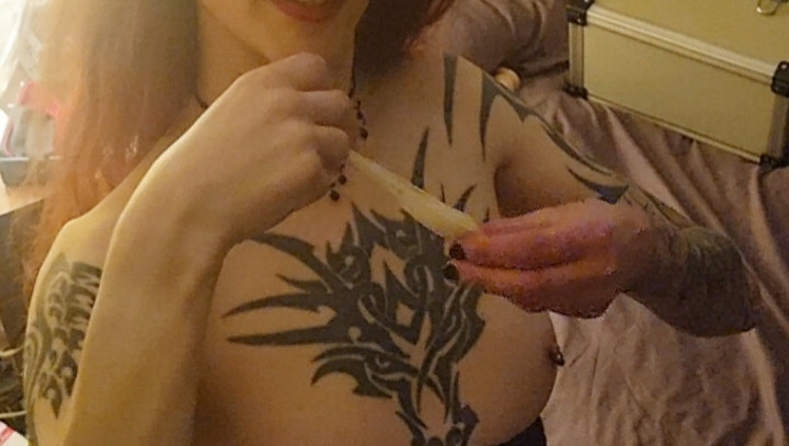 Lick Bull's CUM off my TITS Mistress Danni TS