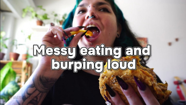Juana Stone:Messy eating and burping loud - FREE VID