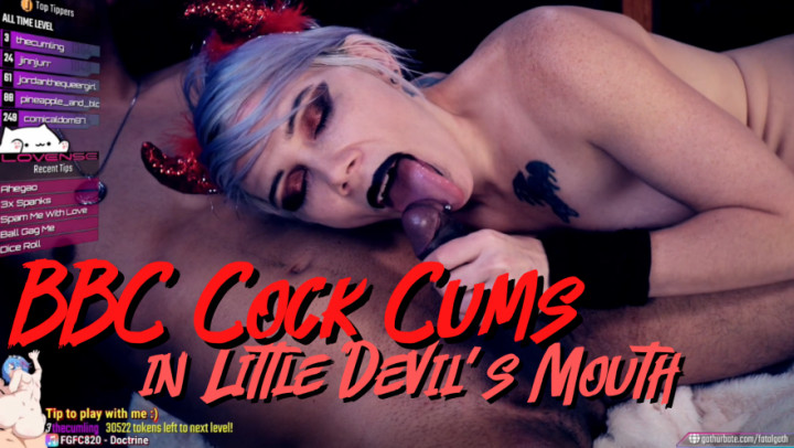 BBC Cock Cums in Little Devil's Mouth FatalGoth