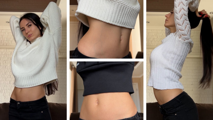 Stretch test: trying on sweaters Princess_Monica