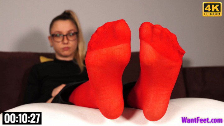 Viky Red Nylon Feet 4K wantfeet