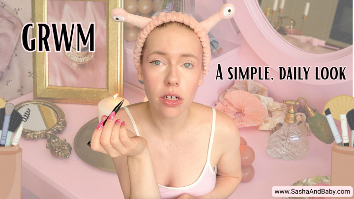 Sashalikescats:Simple Daily Makeup in Pajamas - GRWM 2 - Solo Female - SFW