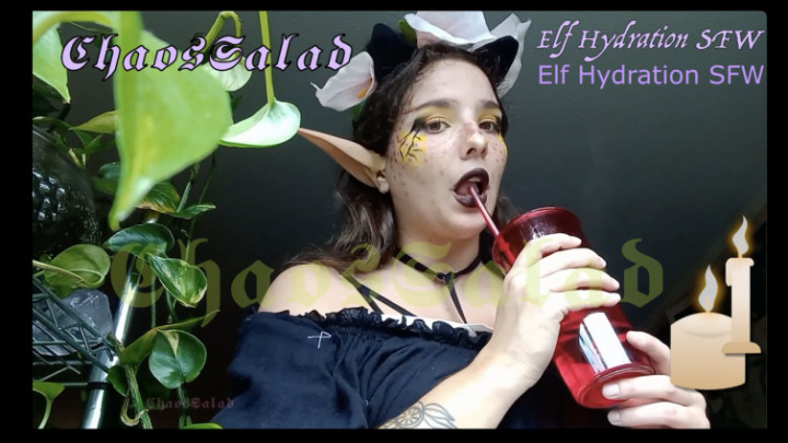 ChaosSalad:Soulless Staring   Goth Elf Gets Hydrated