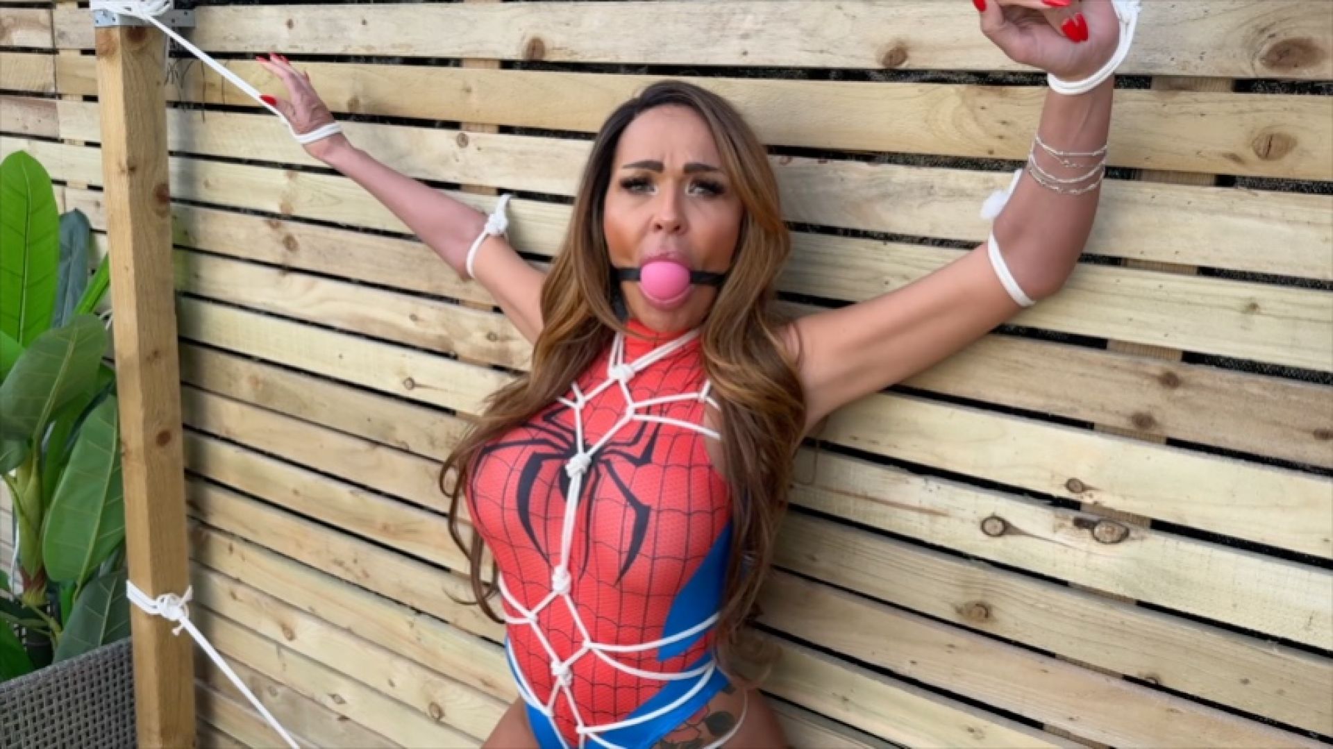 SensualSin:Scarlett Rose in Spider woman caught in a web of rope