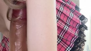 [606.50 MB] - ASMR big ass riding XL dildo in skirt and socks - Secret Missy