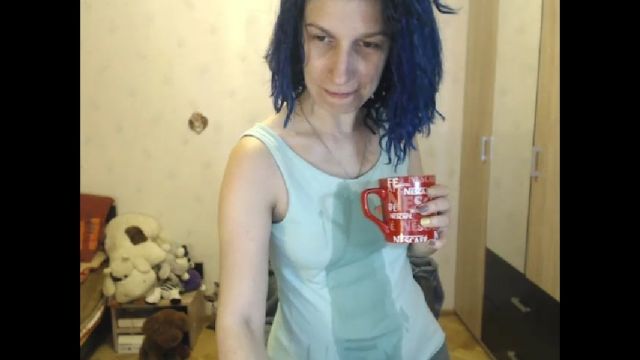 Fell4M:dressed wet top tank, hand in my pants, nipples showing