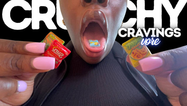 Goddessaminaaxo:Crunchy Vore Cravings: Giantess Devours Tiny Treats