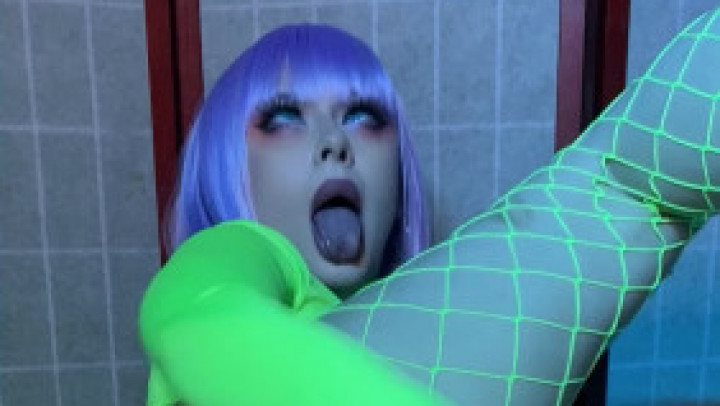 Cyberpunk slut riding black dildo Any_Candy