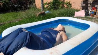 [481.98 MB] - My wet denim jean dungarees in the pool - Darkabyss445