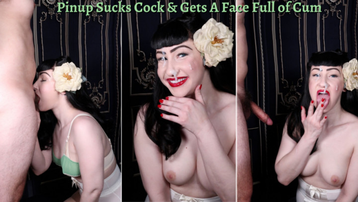 Pinup Sucks Cock & Gets Face Full of Cum LuxRosewood