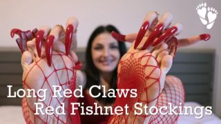 [711.64 MB] - Long Red Claws & Red Fishnet Stockings - loralongnails