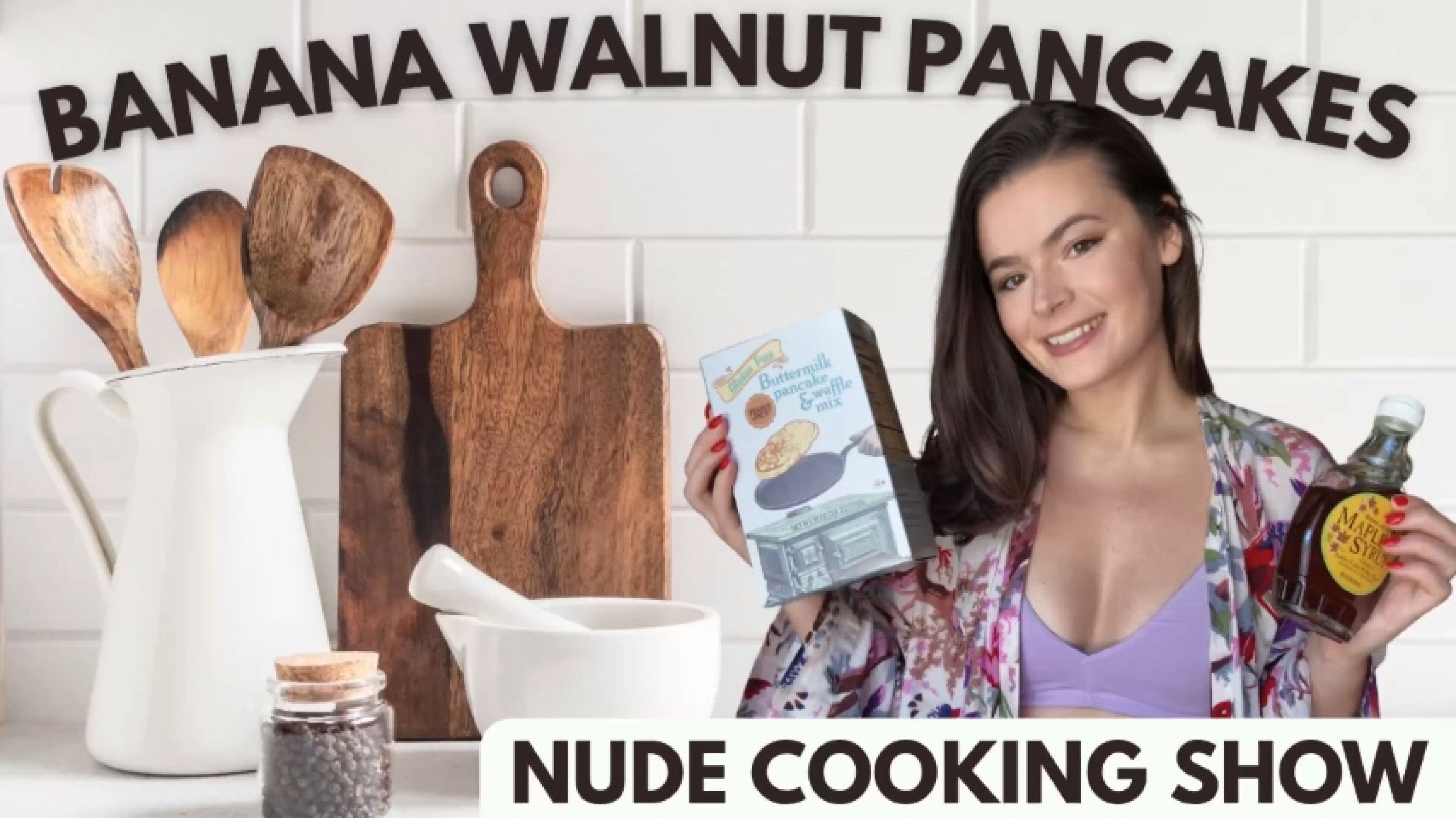 dharmajonesxxx:Nude Cooking Show: Banana Walnut Pancakes