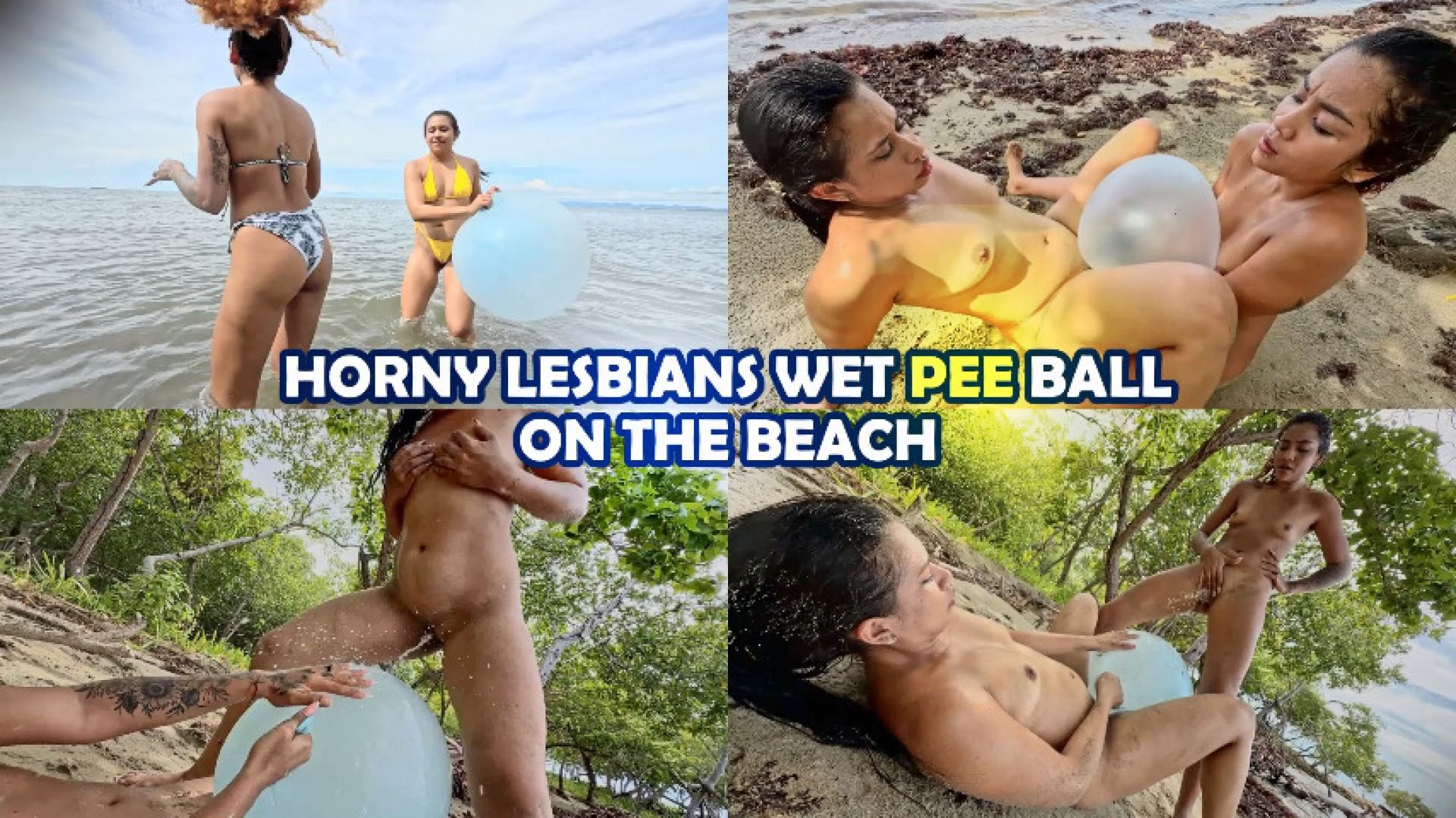 lissadollhot:HORNY LESBIANS WET PEE BALL ON THE BEACH