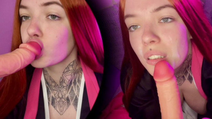 leaked Rangiku gets fake cum facial after sucking deep thumbnail
