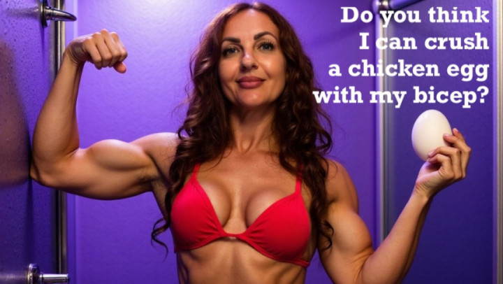 InesFitnes:hard biceps trying to crush an egg