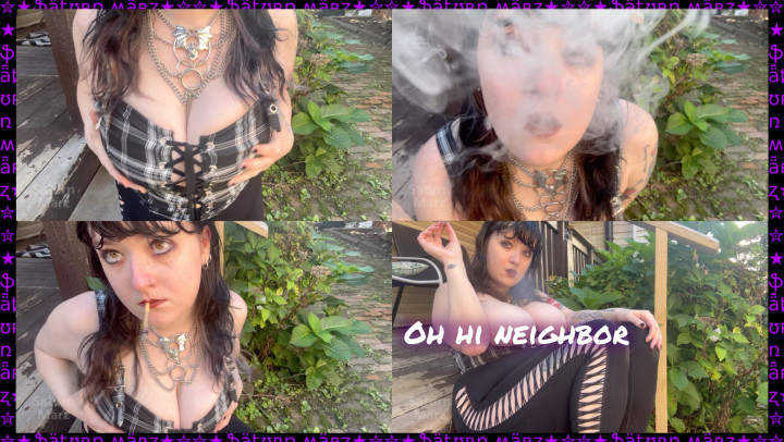 SaturnMarz:Big Titty Goth Smoking on Porch