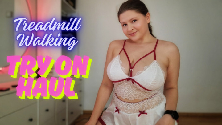TinniAngel:Treadmill Lingerie Tease - Walking in Cute Home Outfits