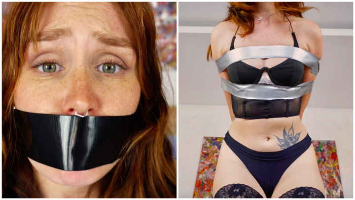 Jina_Adam:Rope & Tape Bondage Escape Fail - Jina"s Gagged Struggle