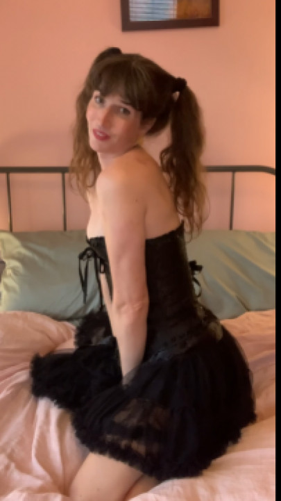 PrincessAutummm:playing with girlcock in corset bloomers and petticoat