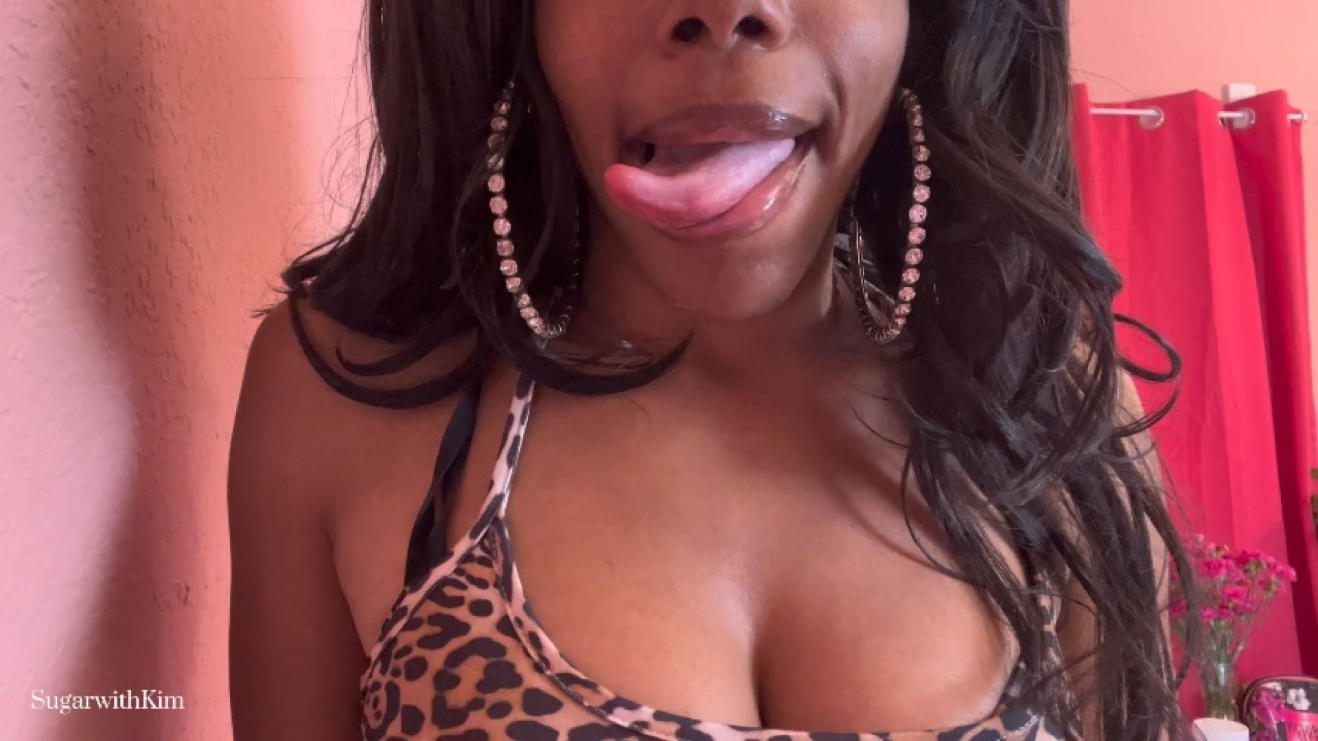 SugarwithKim:Tongue Tease in Leopard Print Dress