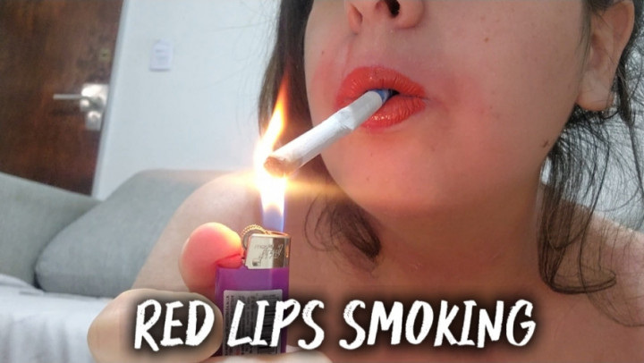 abigaillatina:Smoking with Red Lips LIP AND MOUTH TEASE