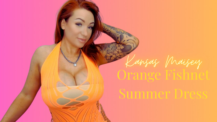 KansasMaisey:ORANGE FISHNET DRESS TRY ON