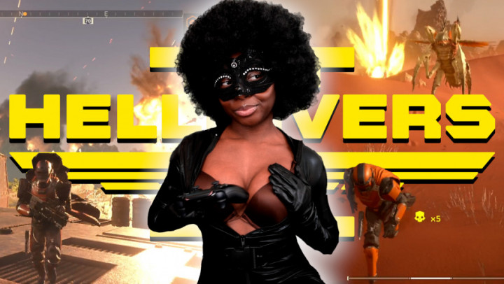 EbonyButts21:Ebony Butts strips and plays Helldivers 2