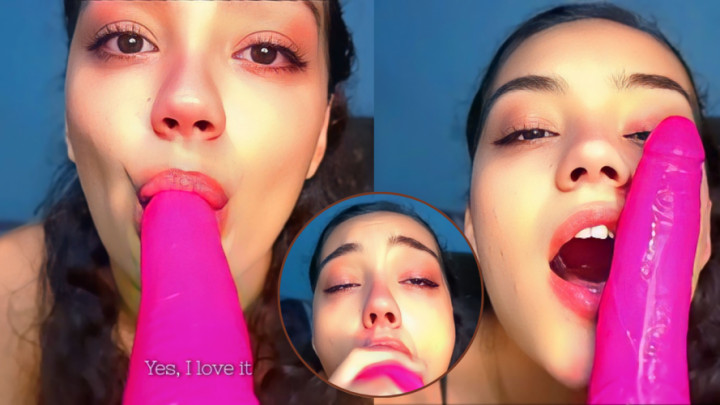 LaylaEros:Hot college girl deepthroating a dildo and keeps asking for