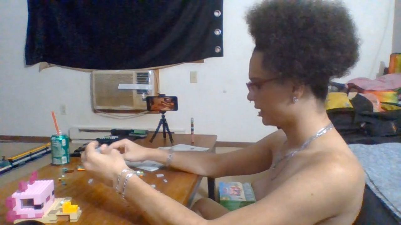 LivieYourLife:I'm topless building a lego set