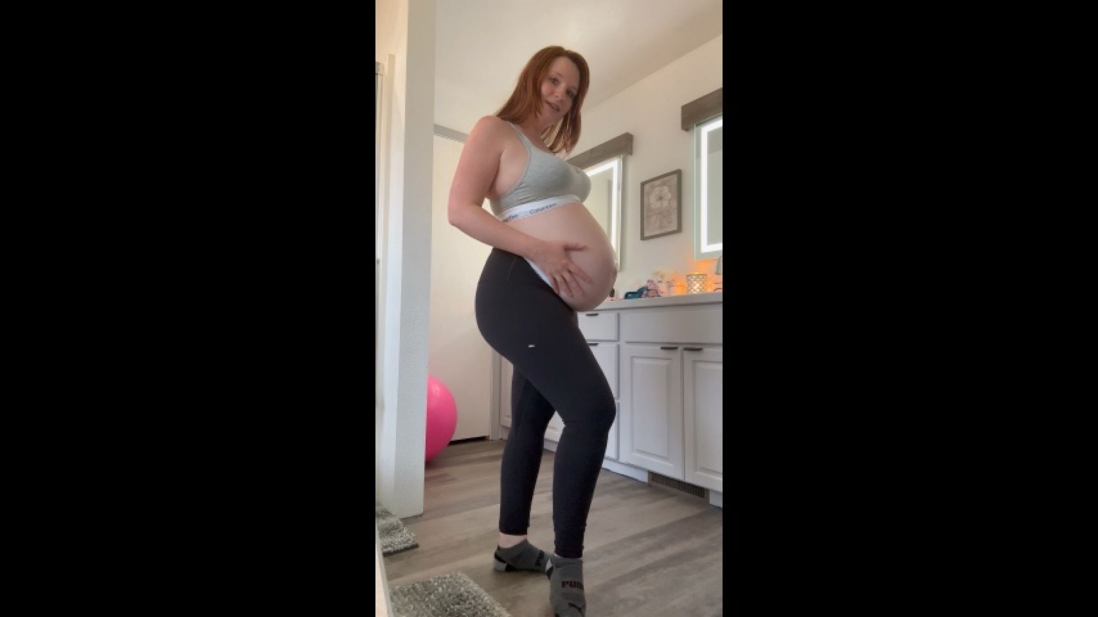 leaked 37 weeks pregnant showing off/bouncing on yoga ball thumbnail