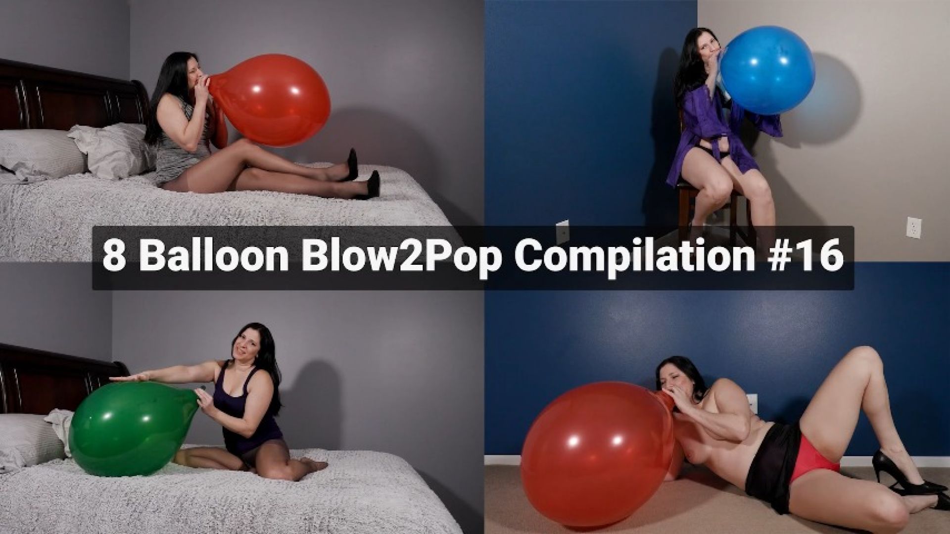Kylie Jacobs Balloon:8 Balloon Blow2Pop Compilation #16 - B2P Balloon Latex Pops