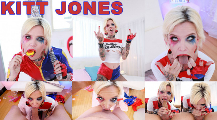 Scott Hancock:KITT JONES Harley Quinn Deepthroat POV Blowjob & Swallow